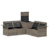 Sofa Set 5 Pieces Gray and Navy Blue Poly Rattan and Steel