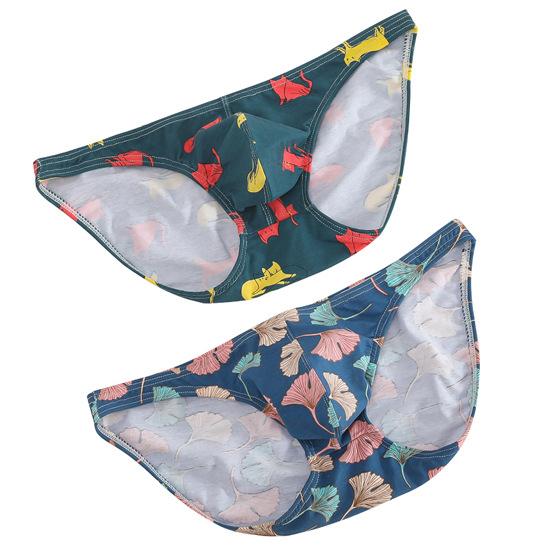 Men's Cotton Underwear Triangle Printed Low Waist Youth Sexy Thin Breathable Sports Shorts