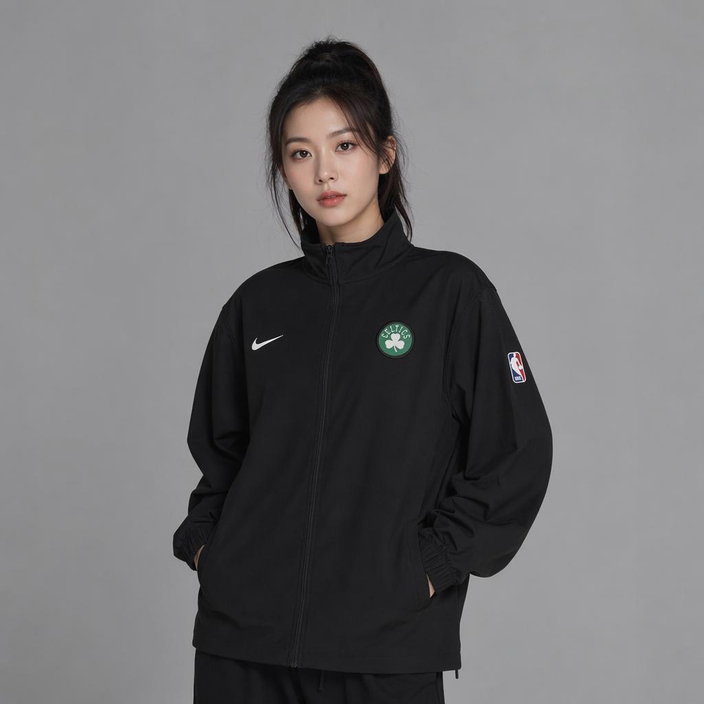 Nike NBA Boston Celtics Player Edition Zip-Up Long Sleeve Basketball Jersey Women Tops FB6638-010