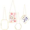 4Pcs Double Glass Flower Frame with Chain Hanging Floating Picture Frame for Pressed Dried Flowers Glass Photo Frame Wall Decor