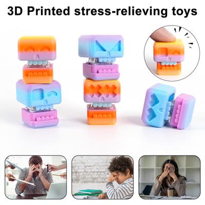 9 Piezas Juguete Fidget Clicker de Calavera Impreso en 3D Juguete para Aliviar el Estrés de Calavera Color Degradado Clicker de Teclado Botón Fidget para Trabajadores de Oficina Alivio de la Ansiedad