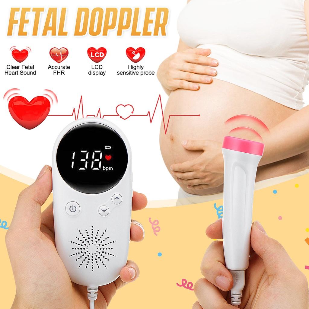 2.5MHz ABS Plastic Baby Heart Rate Monitor Pregnant Women Fetal Heart Rate Meter Household Baby Fetal Doppler Heartbeat Detector White