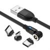 540 Degrees Rotation Design Type C 5A Fast Charge Magnetic One-line Three-head Data Cable