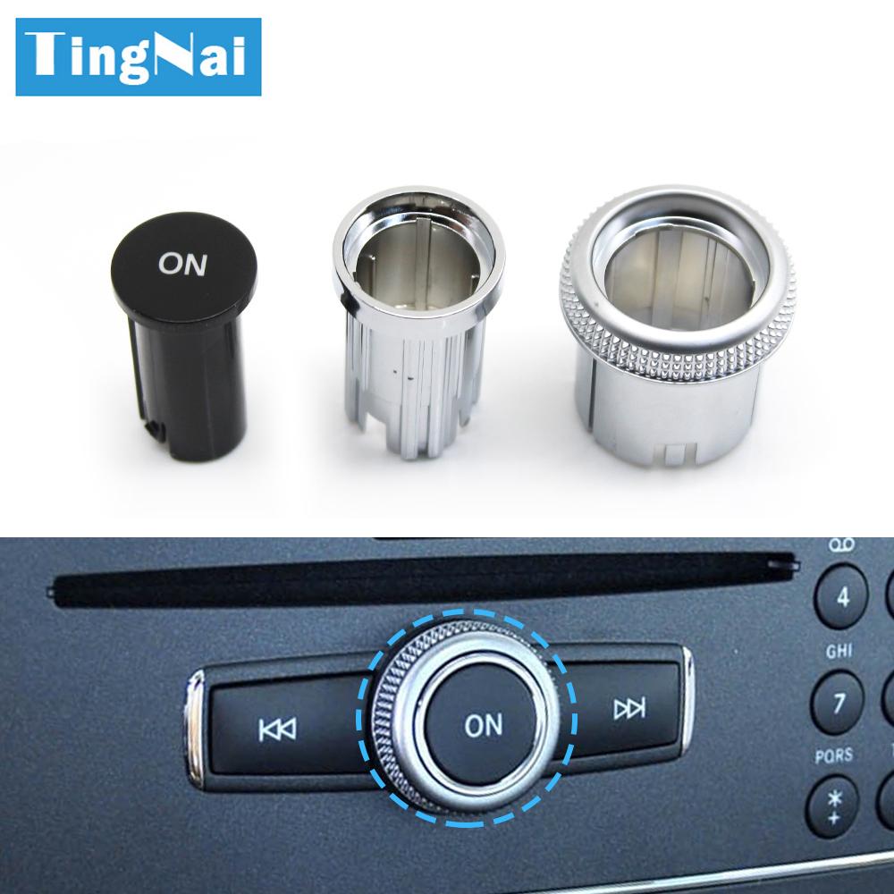 3PCS Car Console Radio CD Player Buttons ON Switch Cap Knob Cover For Benz A C E GLK GLA ML GL CLS W176 W246 W156 W204 W166 W218