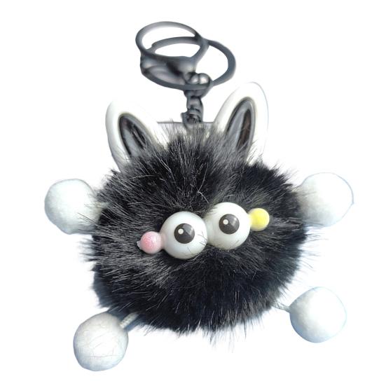 Cute Plush Fur Ball Keychain Unique Briquette Pendant Novelty Fluffy Keys Bag Charm Trendy Bag Accessory