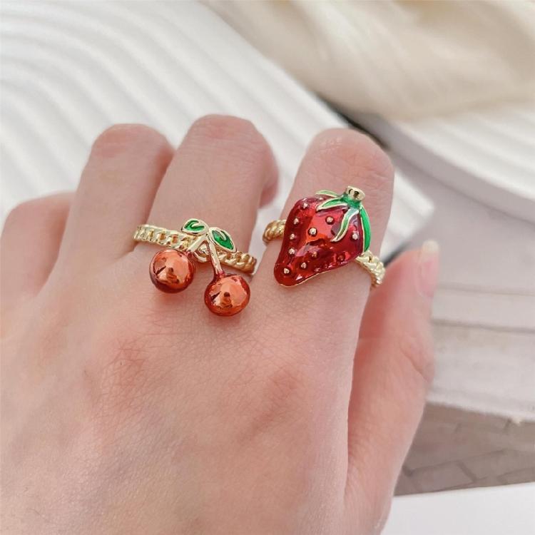 Fashionable Strawberry Rings Portable and Sturdy Alloy Jewelry Accessory for Everyday Use or As Thoughtful Gifts