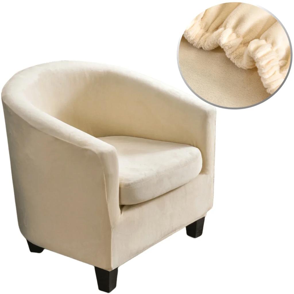Plush Velvet Tub Chair Covers Club Chair Slipcover Cushion Cover 2-Piece Stretch Soft Washable Armchair Sofa Furniture Protector