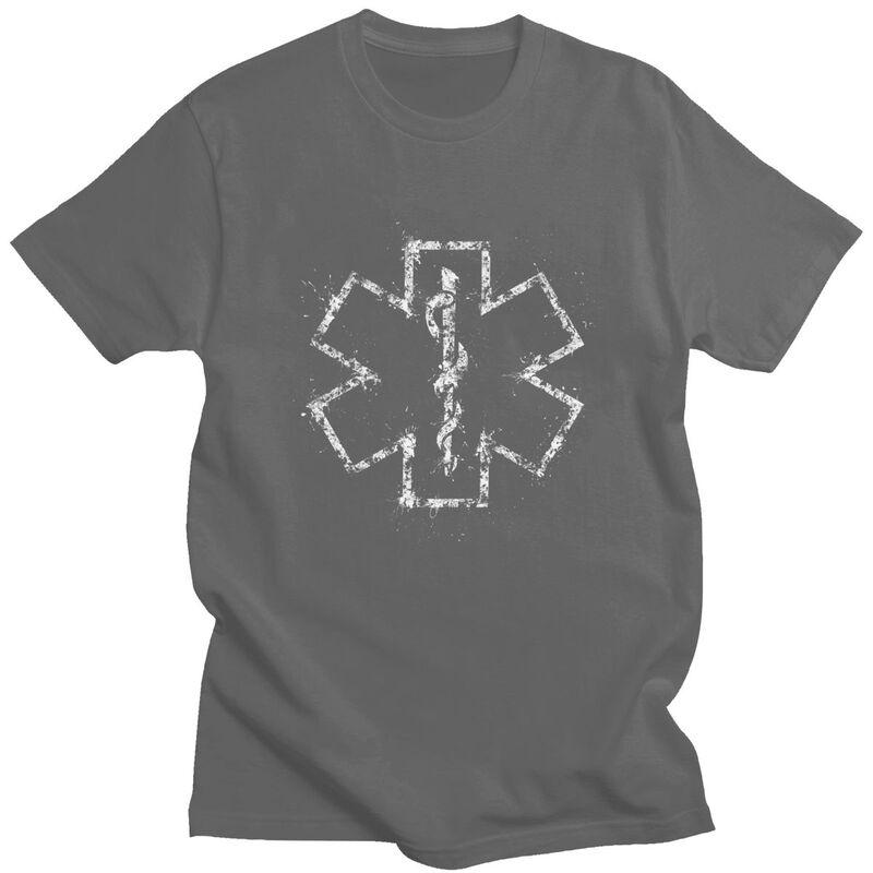 Custom Emt Star Of Life T Shirt Men Short Sleeve Pure Cotton Tshirt Leisure Paramedic Medic Ambulance Tees Streetwear Tshirts