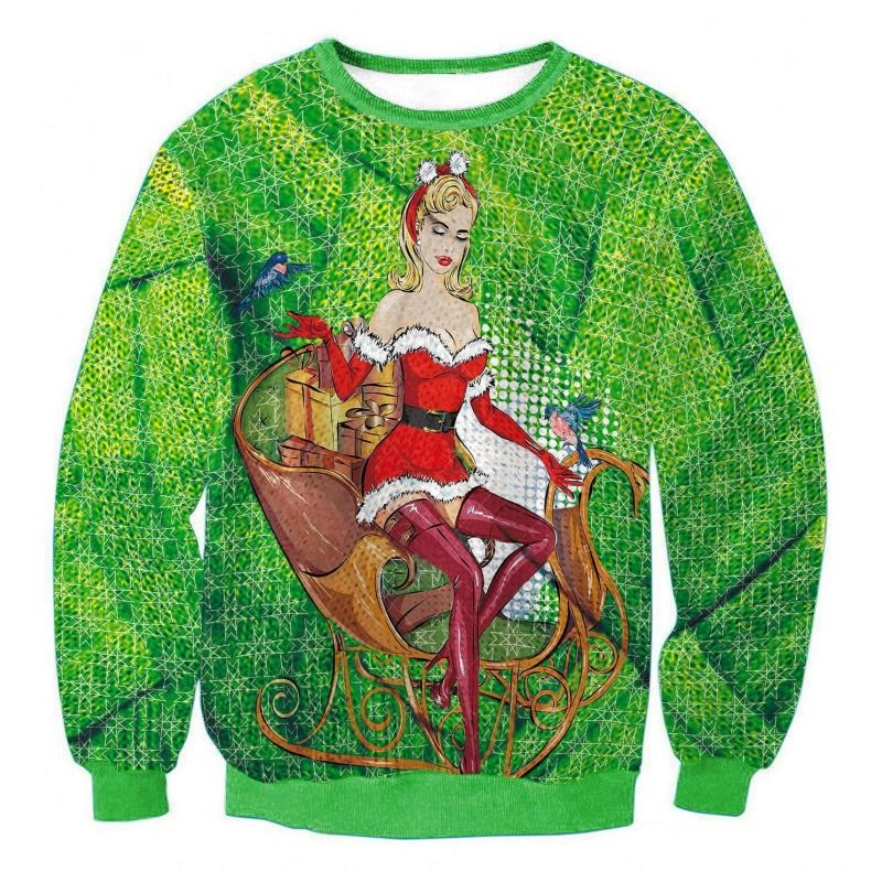 

Футболка с длинным рукавом и принтом в виде 3D Санта-Клауса, забавная рождественская толстовка для мужчин, пуловер с круглым вырезом, толстовки с капюшоном, свободная мужская одежда 5XL