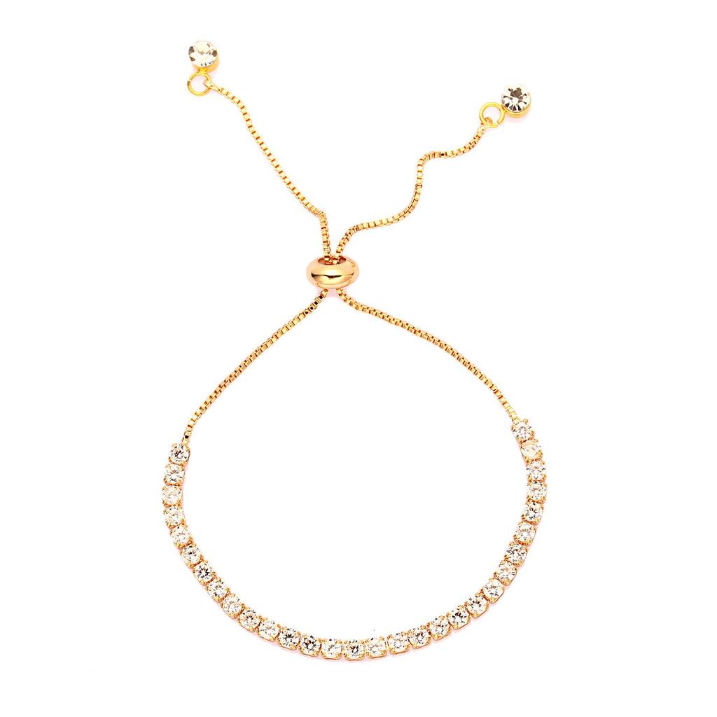 Cross-Border High-End 3mm Zircon Women's Artistic Adjustable Bracelet