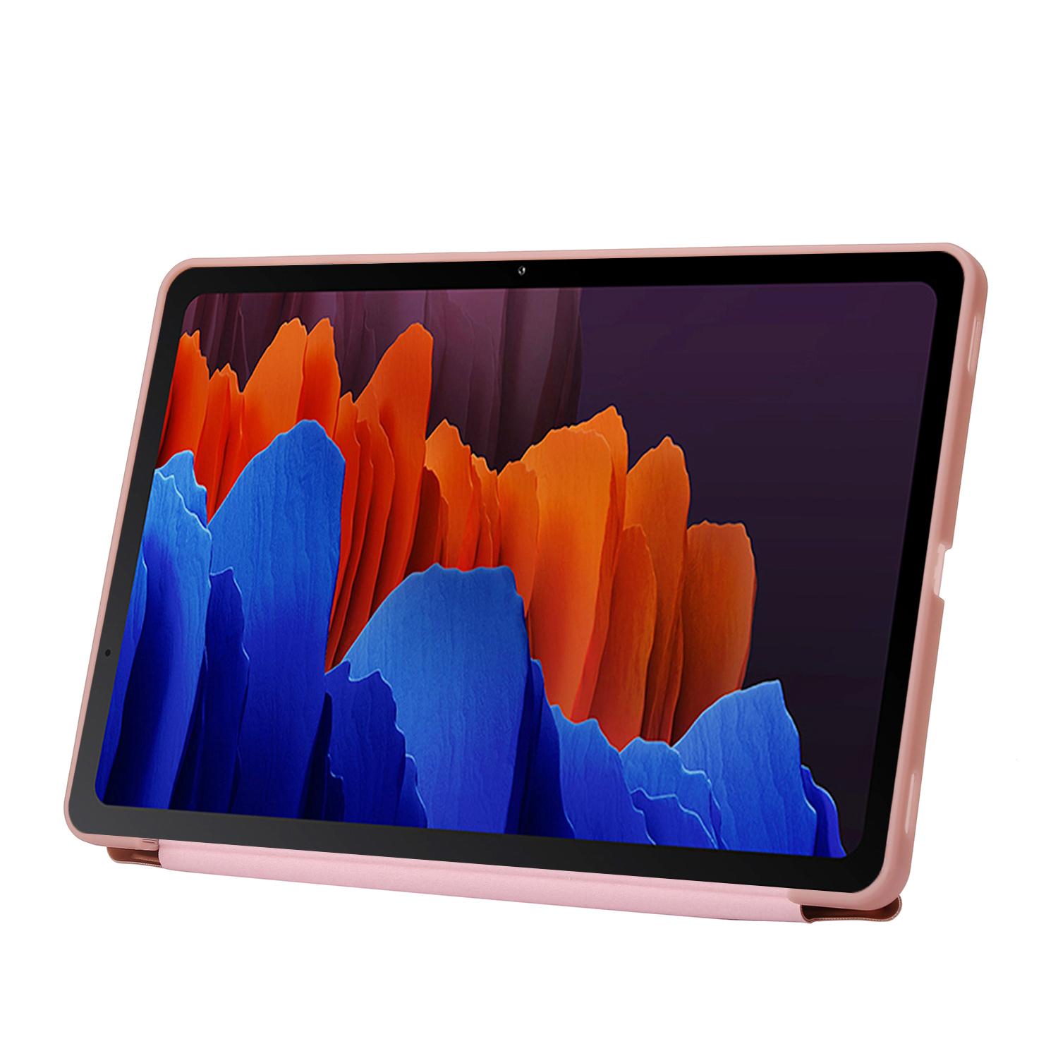 

For Samsung Galaxy Tab S9 Case Auto Wake/Sleep Silicone+PU Tablet Cover Rose Gold