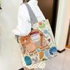 Ethnic Style Handbag Trendy Animal Embroidery Handbag Canvas Women Shoulder Bags Women Grocery Storage Pouch