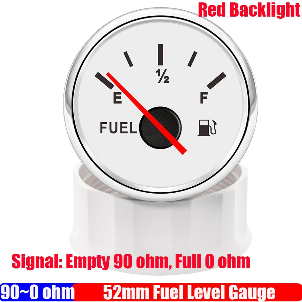 Custom 2  52mm Water Level Gauge with Red Light 90-0 ohm Fuel Level Meter Oil Tank Level Indicator for Auto Car Boat Yacht WS Fuel Gauge