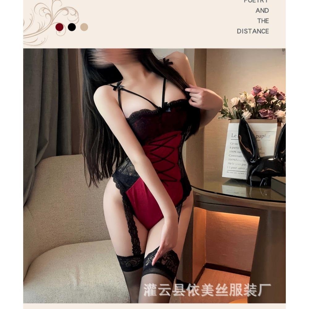 Man Wants Erotic Underwear Female Sexy One-piece Seduction Pajamas Passion Open Crotch Free Pajamas Uniform Set 9223