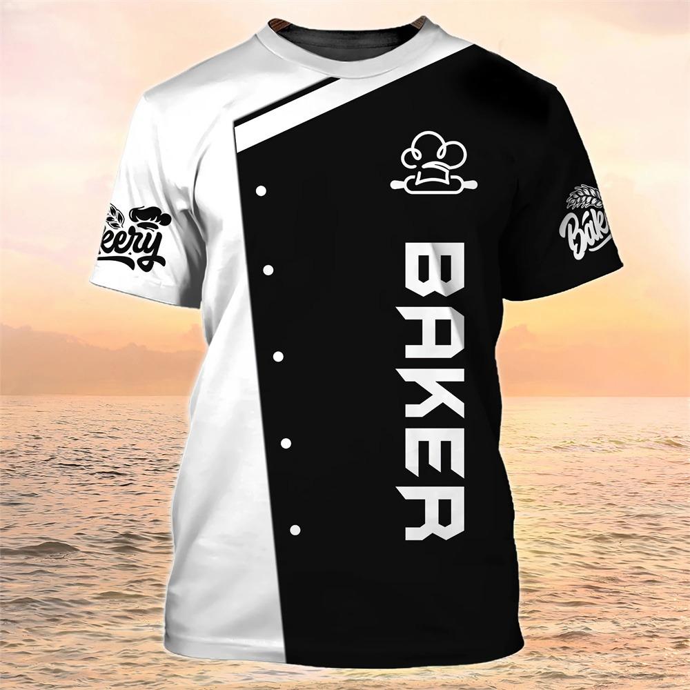 2024 chef t shirt for men Fashion 3D printed short sleeved top, Leisure breathable round neck T shirt