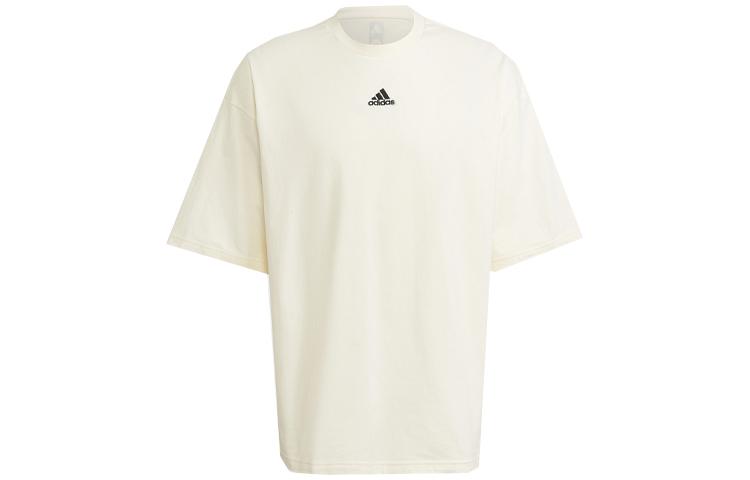 Adidas T Shirts Men s Ivory Crew Neck Moderate Straight Fit H54034 XS