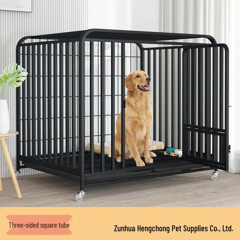 Indoor Dog Cage with Toilet for Large and Small Breeds - Suitable for Labrador and Golden Retriever, Includes Dog Bed
