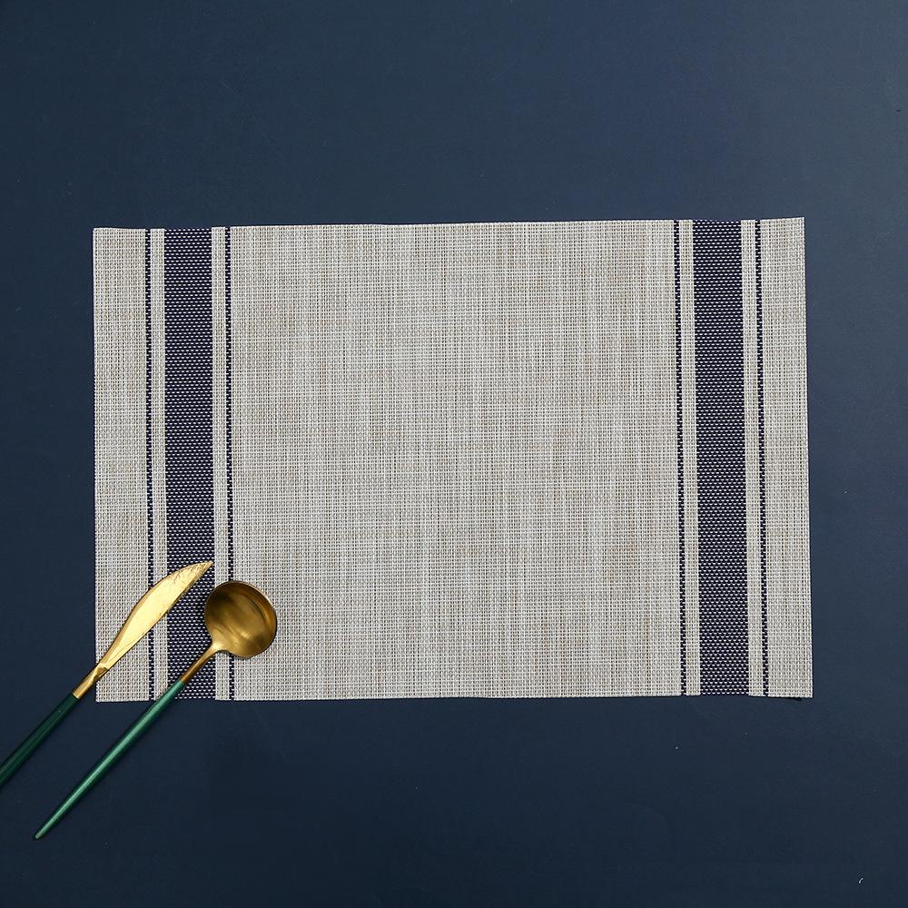 Linen striped non-slip teslin placemat, easy to clean woven western food insulation mat coaster table towel table flag insulation