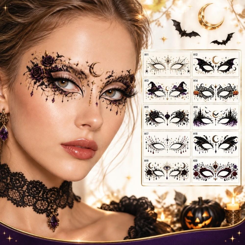 10 Sheets Gothic Style Face Makeup Stickers Waterproof Eye Shadow Stickers Costume Party