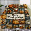 Cozy Flannel Thanksgiving Blanket with Turkey, Pumpkin & Leaf Print - Soft, Warm Throw for Couch, Bed, Car, Office, Camping