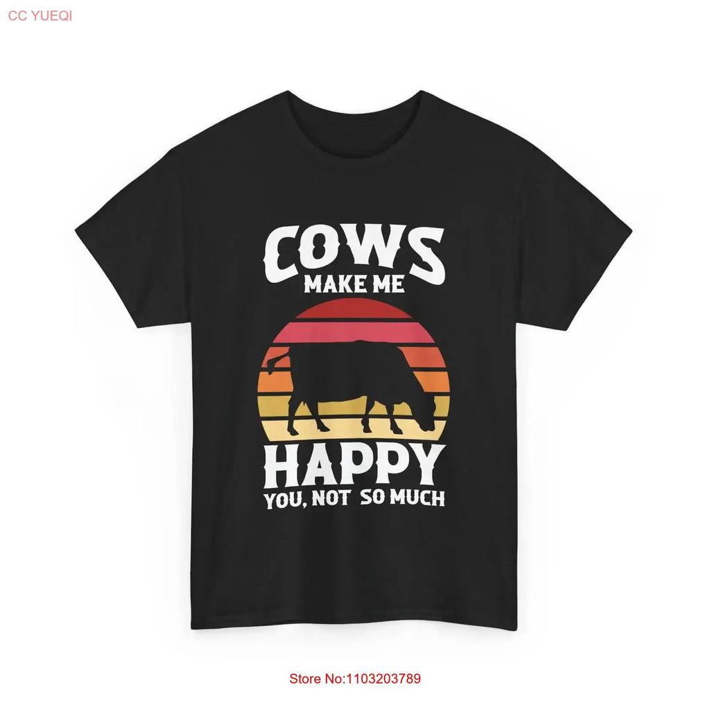 Dairy Cow Farmer Retro Cows Make Me Happy You Not So Much T Shirt Vintage Slightly Versatile Breathable Graphic