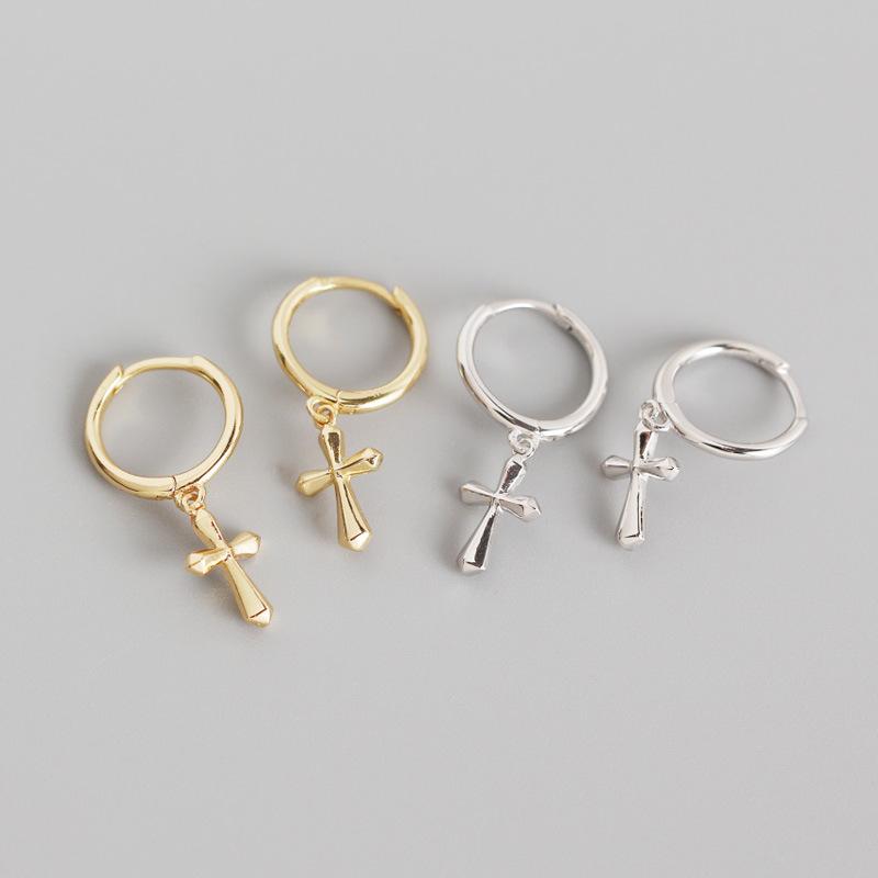 

1PC French Celi INS Minimalist Bare Cross Small Earrings Сережки
