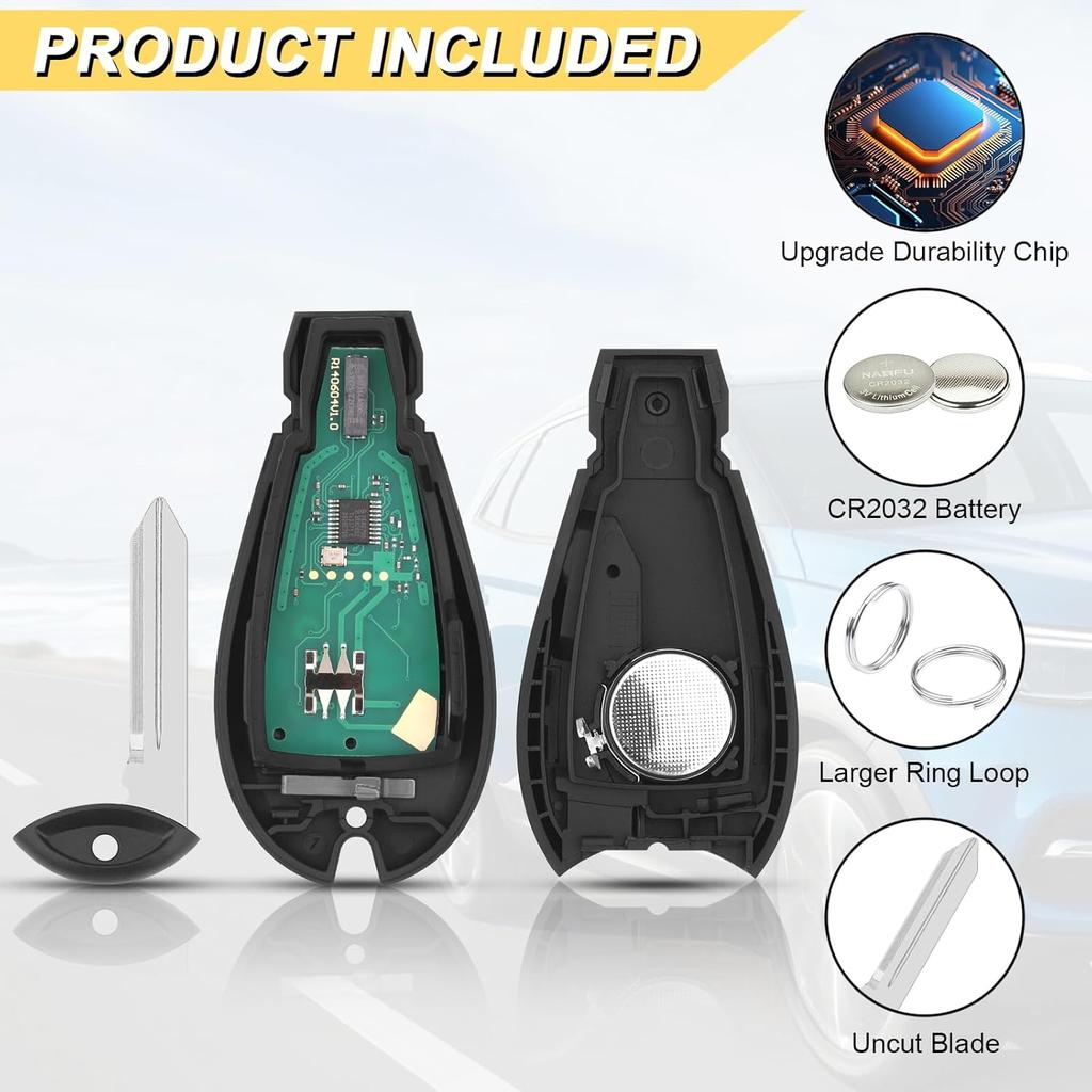 Key Fob Replacement For 2009-2012 Dodge Ram & Journey/ 08-12 Durango Charger/ 08-14 Challenger/ 08-20 Grand Caravan/ 08-13 Grand Caravan/ 08-16