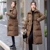 Winter lapel down cotton-padded clothes women's medium and long over-the-knee thickened new loose waist cotton-padded jacket thermal cotton-padd
