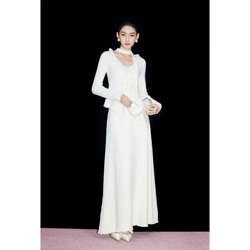 Mandy Zhang French Style Wool Blend Knit Top & Skirt Set