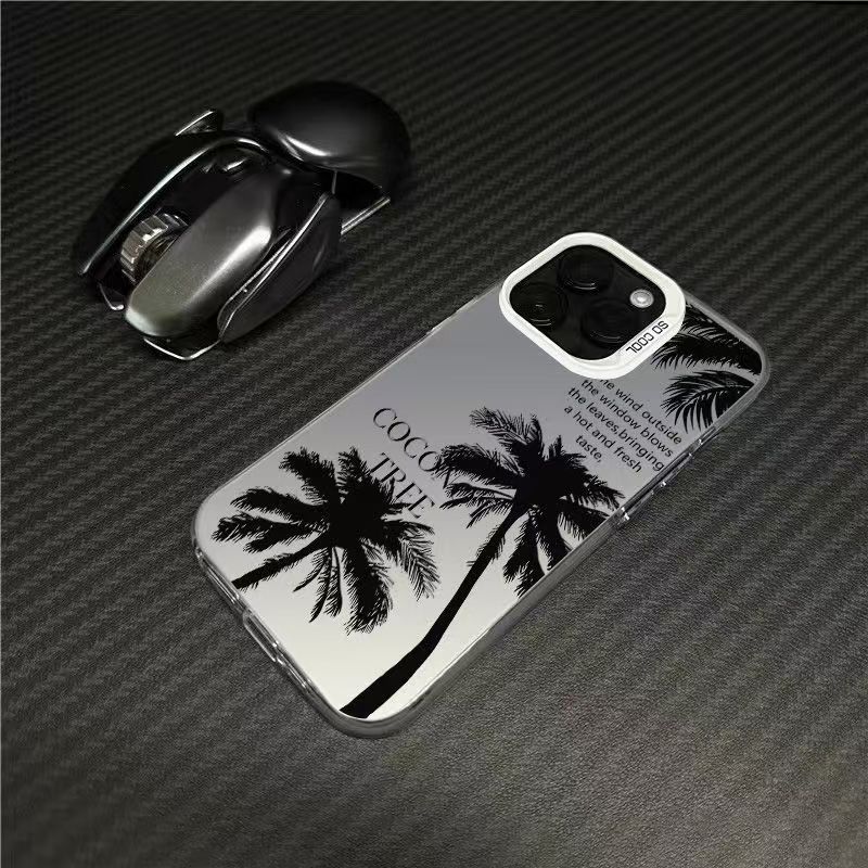 Summer Coconut Tree In English for Apple XR Modified 13Pro Ultimate Edition XRto14Pro Frosted Transparent English Coconut Tree