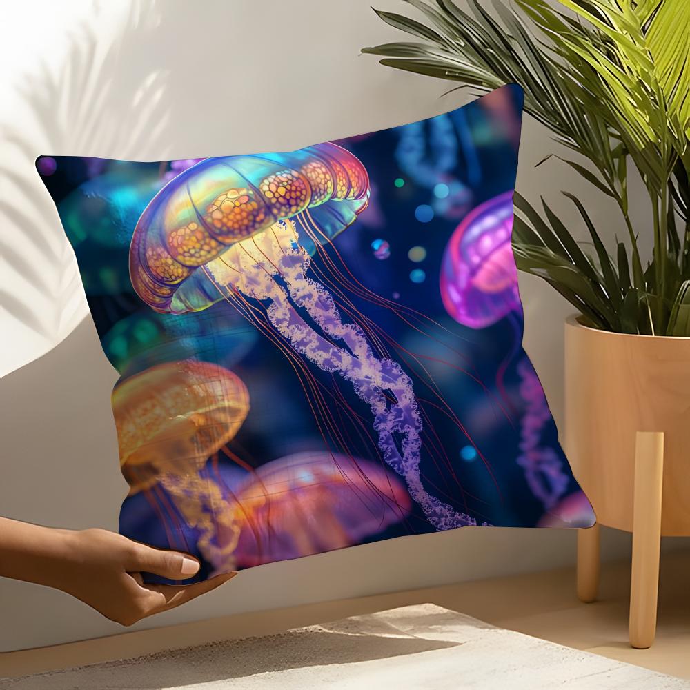 Beautiful Marine Life Jellyfish Pillow Case Linen Cushion Covers For Decorative Sofa Home Pillows Case Car Chair Pillows Cases