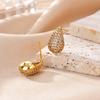 Luxury Water Droplets Leaf Stainless Steel Earring for Women 18K Gold-plated CZ Earring New Wedding Jewelry Festival Accessories