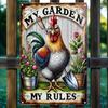 1pc Funny Chicken Aluminum Metal Sign My Garden My Rules Farmhouse Decor Outdoor Garden Gift Wall Art