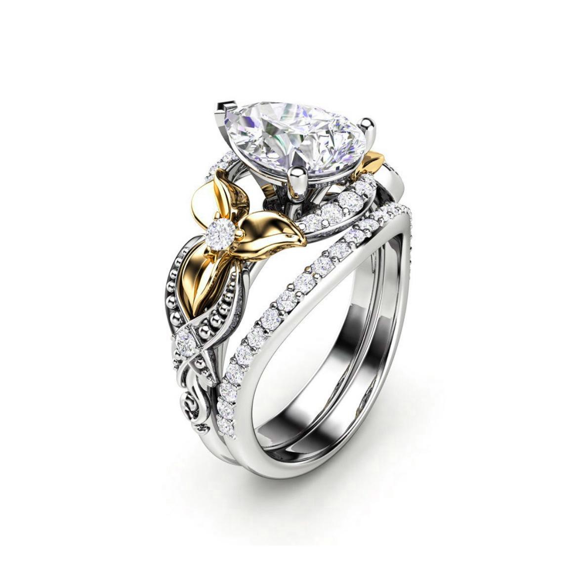 

Парные кольца, креативное позолоченное циркониевое кольцо, парные кольца, женские украшения No. 11