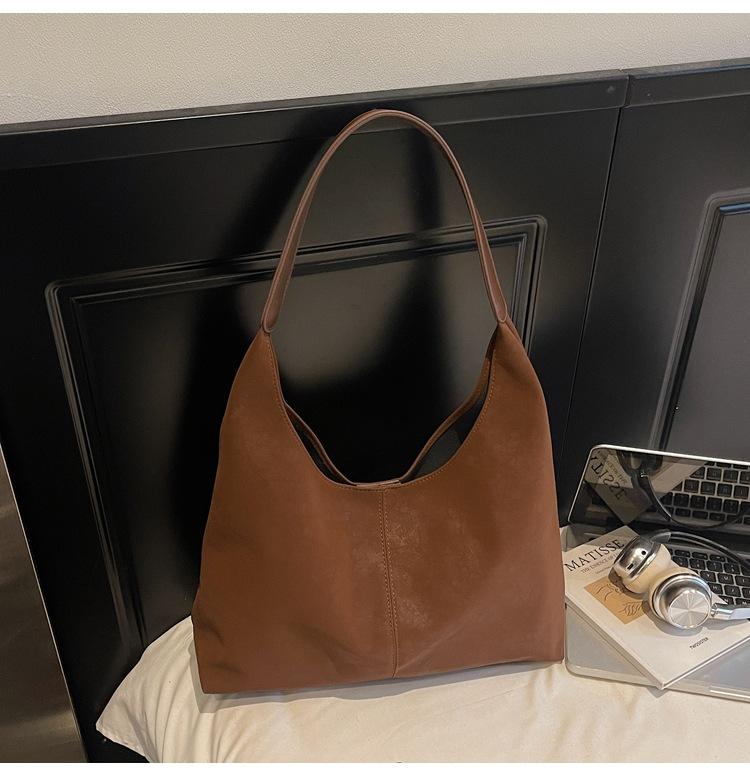 Large-capacity Bag Women's 2025 Autumn and Winter New Simple Soft Leather Shoulder Underarm Bag Retro Commuter Tote Bag