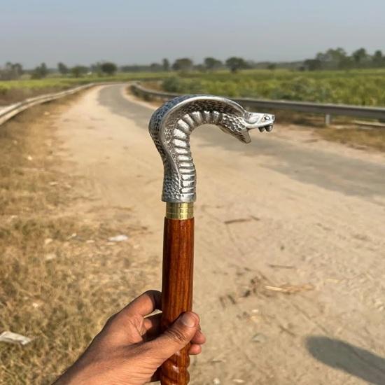 Bastone da passeggio con manico in argento a testa di cobra 93,98 cm Bastone in legno di palissandro, Regalo di Natale Matrimonio Viaggio Padre, Madre, Nonno, Nonna
