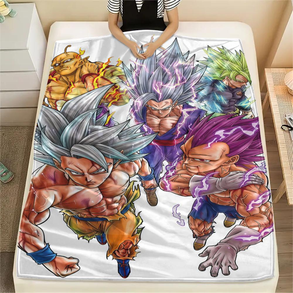 Son Goku Printed Flannel Blanket, Ideal for Bed Sofa Chair, Picnic Travel Use, Warm Home Bedroom Decor -HE18
