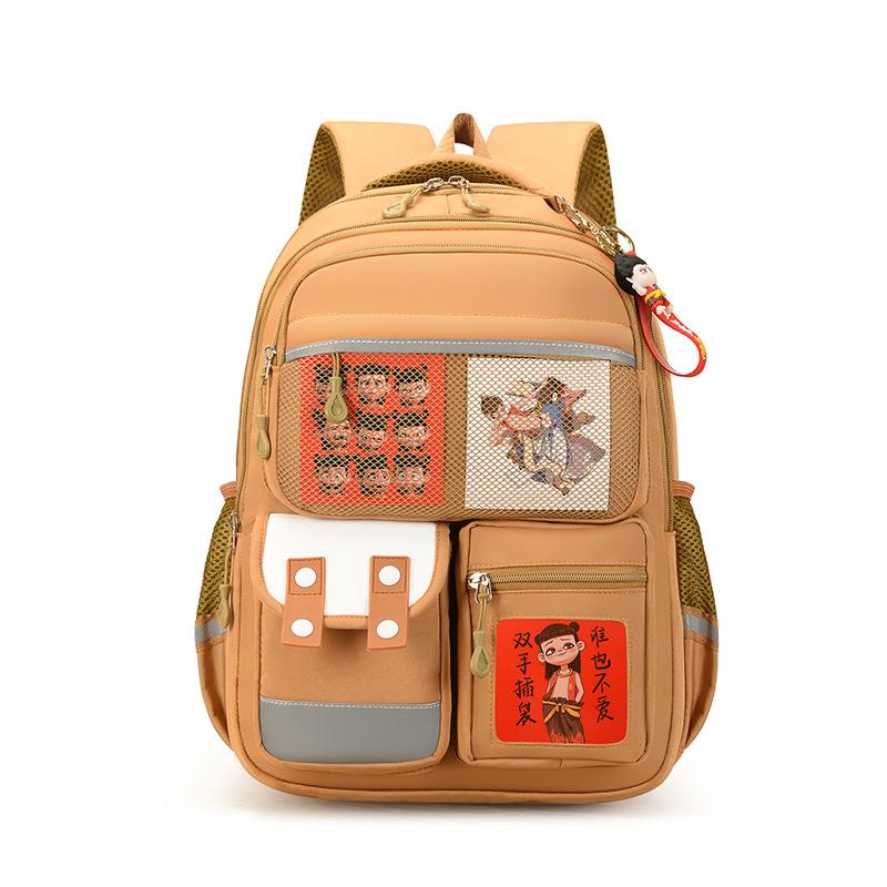 National Manga Cartoon Cute Boys And Girls Backpack Large Capacity Primary School School Bag Foreign Style Splicing Children S Backpack хаки
