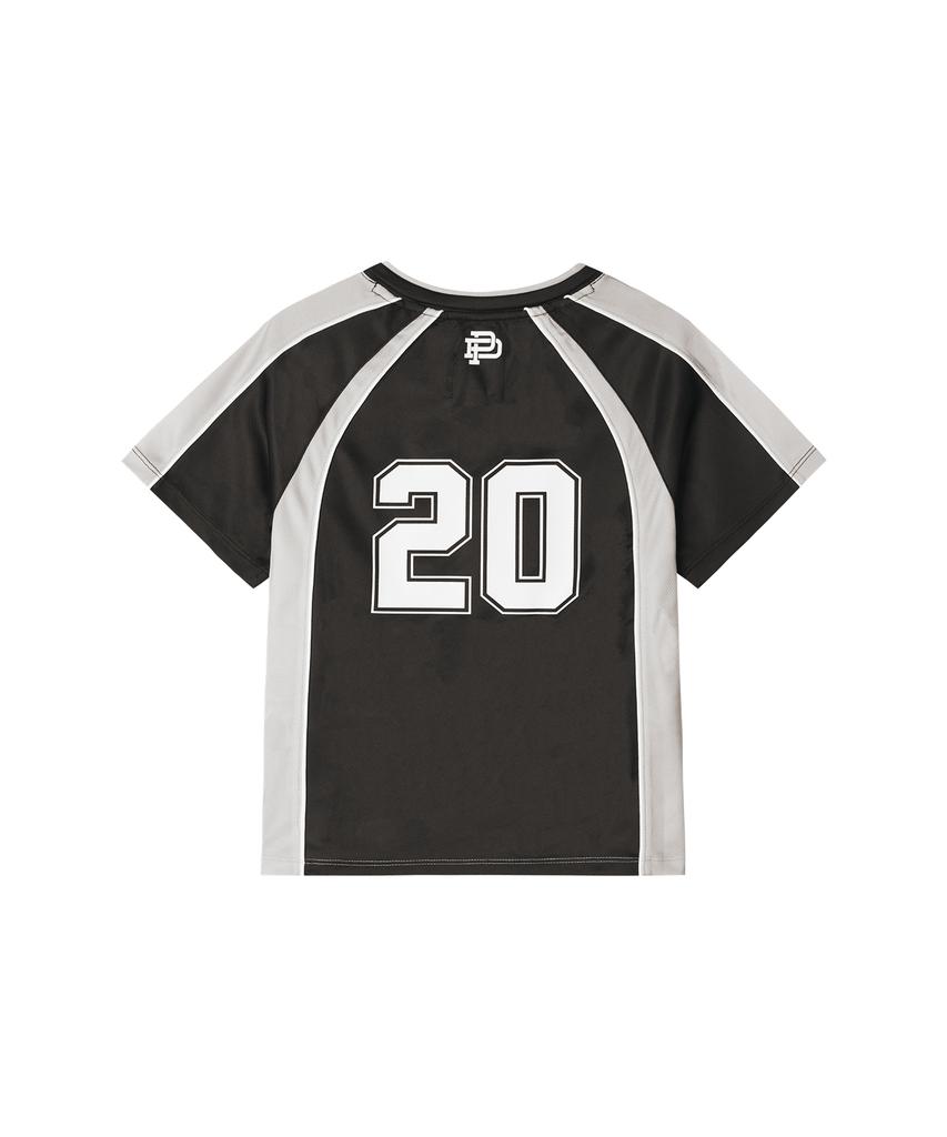 PHYPS MOTORCYCLE Womens Mesh Crop Football Tee Black