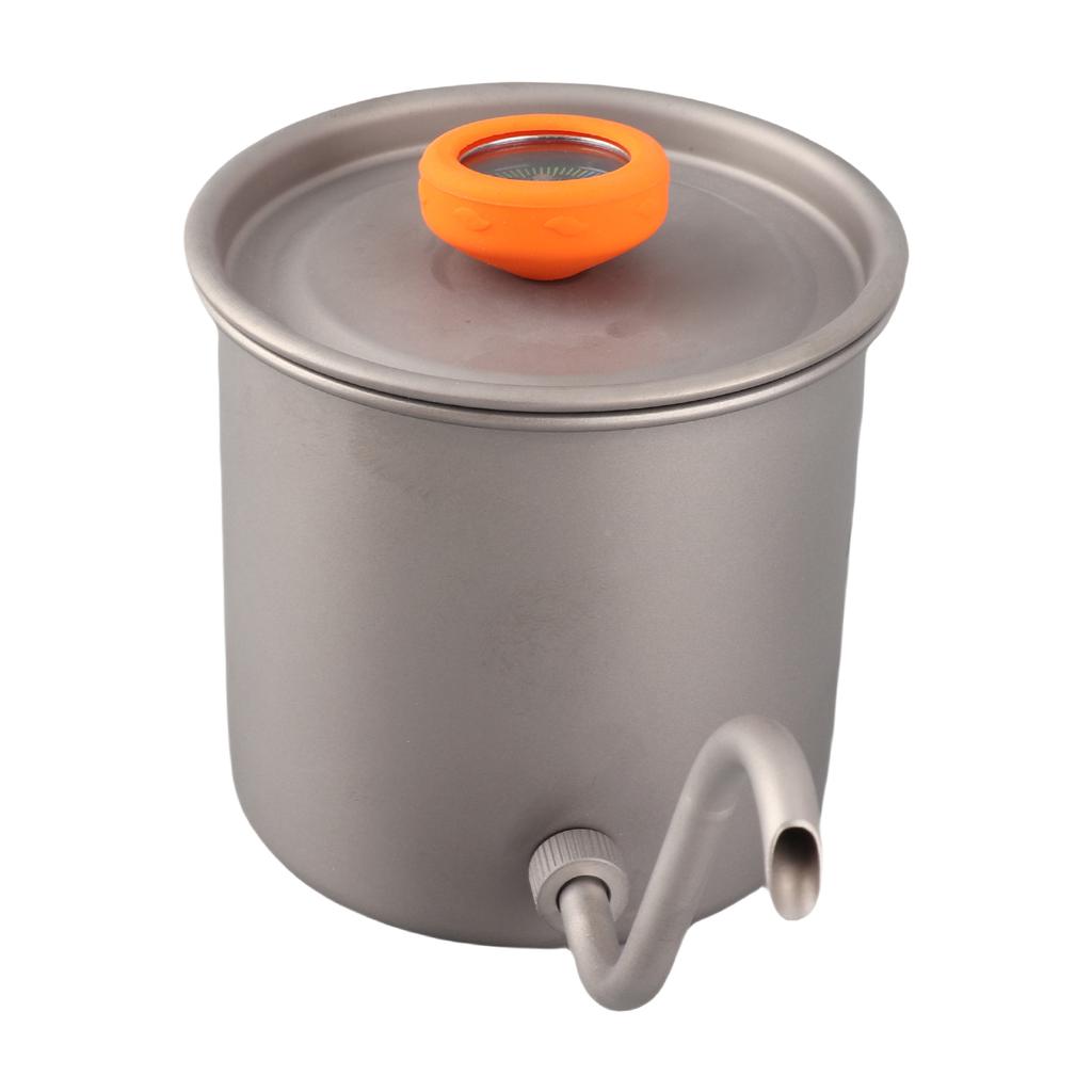 Outdoor Ti Pour Over Coffee Kettle 400ml Gooseneck Tea Kettle with Thermometer and Folding Handle
