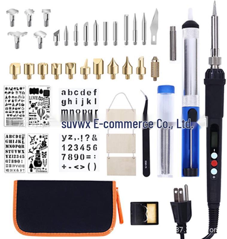 43-Piece LCD Temperature Adjustable Soldering Iron for Wood Burning, Pyrography, Engraving, Carving, Soldering, and Branding