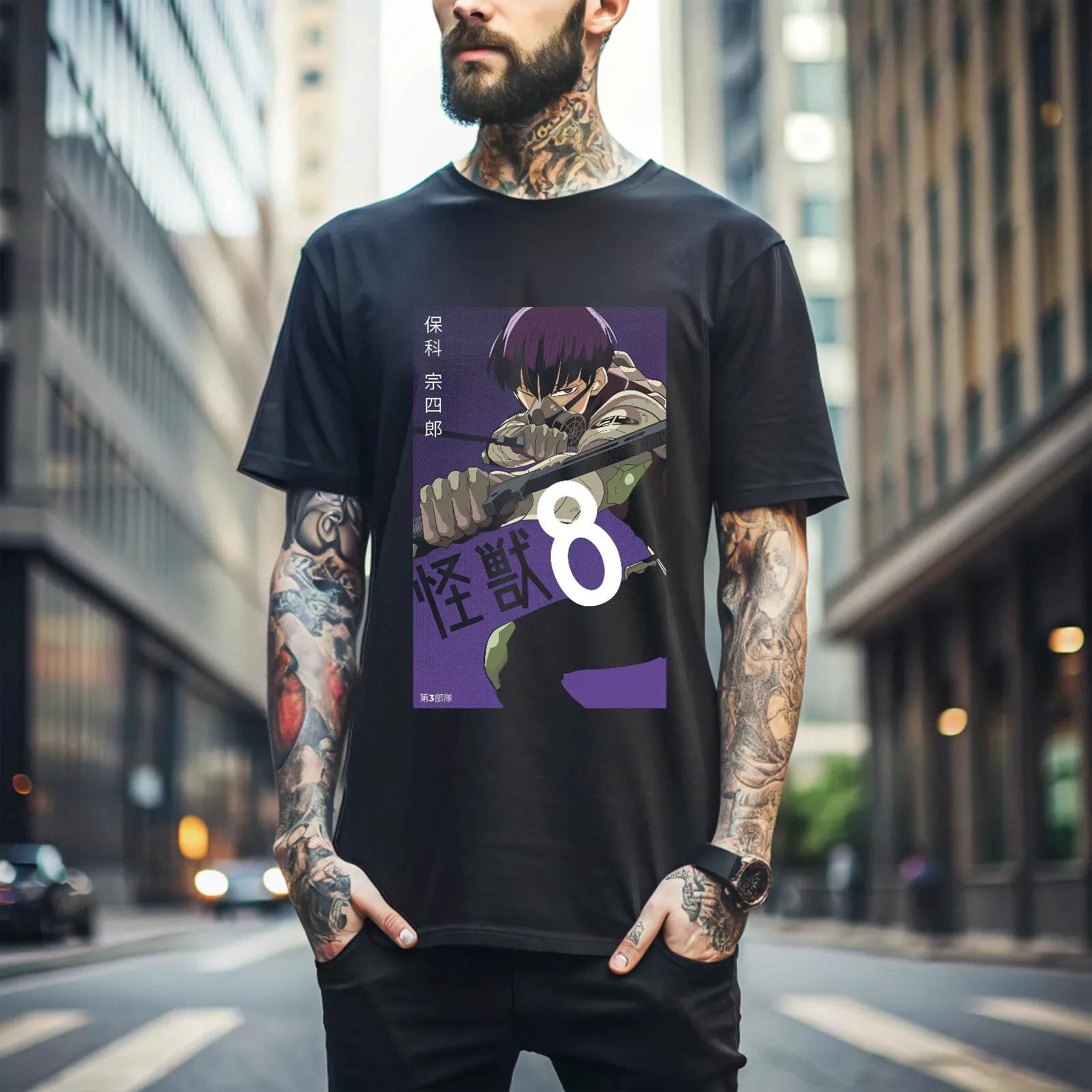 

100% cotton TOPS UNISEX TEES MENS WOMENS Kaiju no 8 T-shirt Hoshina Gift Manga Best Anime Graphic Tee Shirt All Size 139 S чёрный