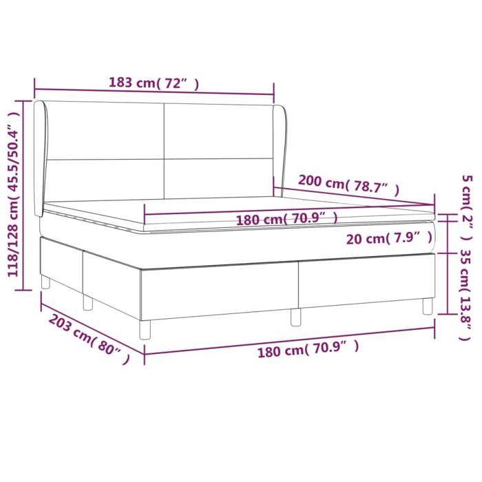 3127826 vidaXL Lit à sommier tapissier avec matelas Crème 180x200 cm Tissu