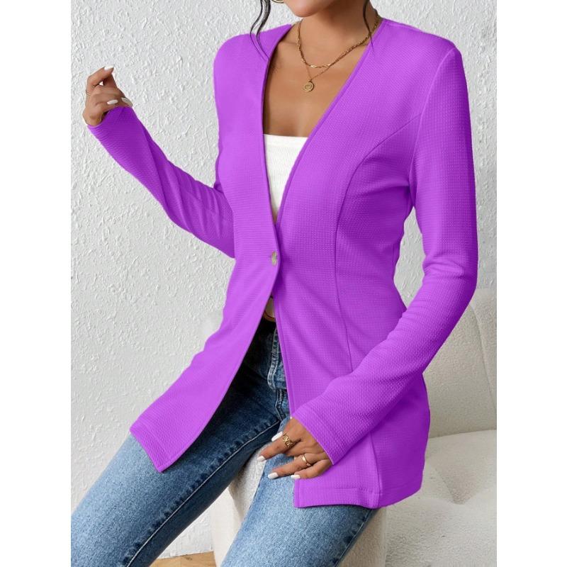 DAFIFY Women's Fashion Casual Solid Color Print Autumn Winter Long Sleeve Jackets & Coats