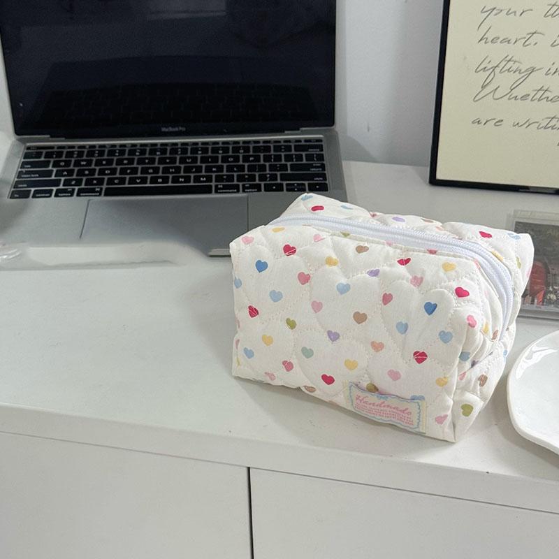 Kawaii Stepp Damen Kosmetiktasche Große Kapazität Reise Kulturtasche Reißverschluss Make-up Aufbewahrungstasche Karierte Münzbörse