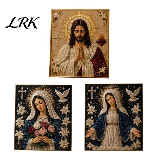 Faux Pearl Art Kit Faith Painting Kit, Virgin Mary DIY Religious Wall Decor Craft Set, Handmade Home for Christian Prayer Corners 3D