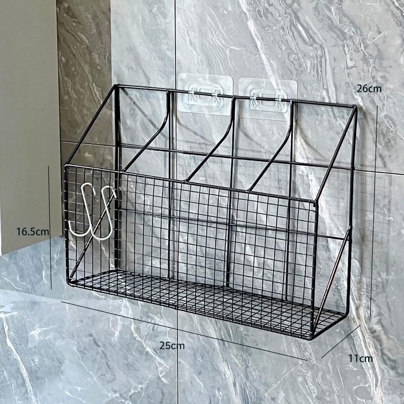 

Настенный держатель для фена, держатель для плойки, органайзер для инструментов для укладки волос с полкой и крючками, многофункциональная стойка для хранения чёрный