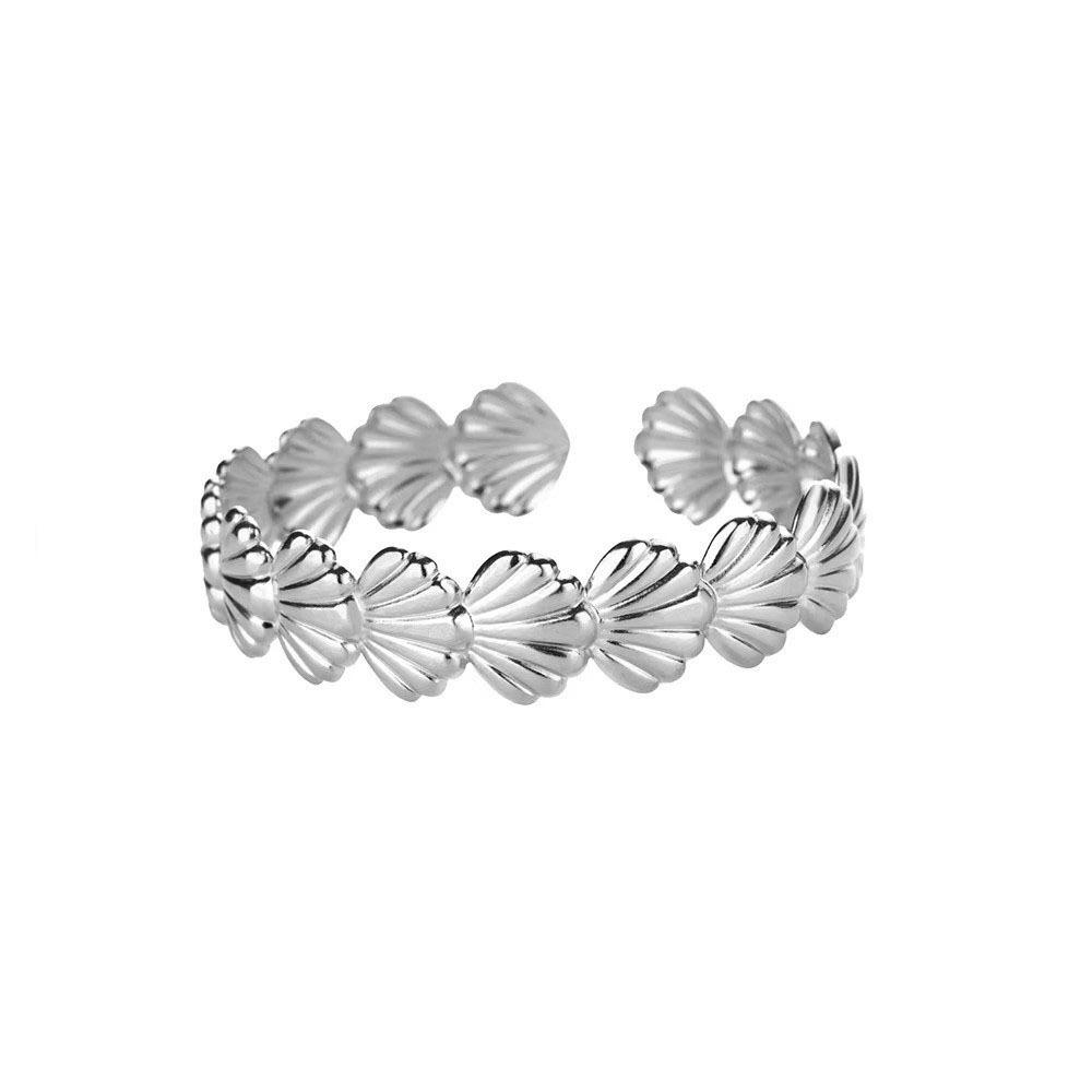 

Adjustable Opening Bangles Gold Color Vintage Cuff Bracelets Fashion Shell Bracelet Women Style A Silver
