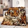 Tiger Print Flannel Blanket Comfortable Soft Flannel Blanket Animal 3D High Definition Print Home Blanket