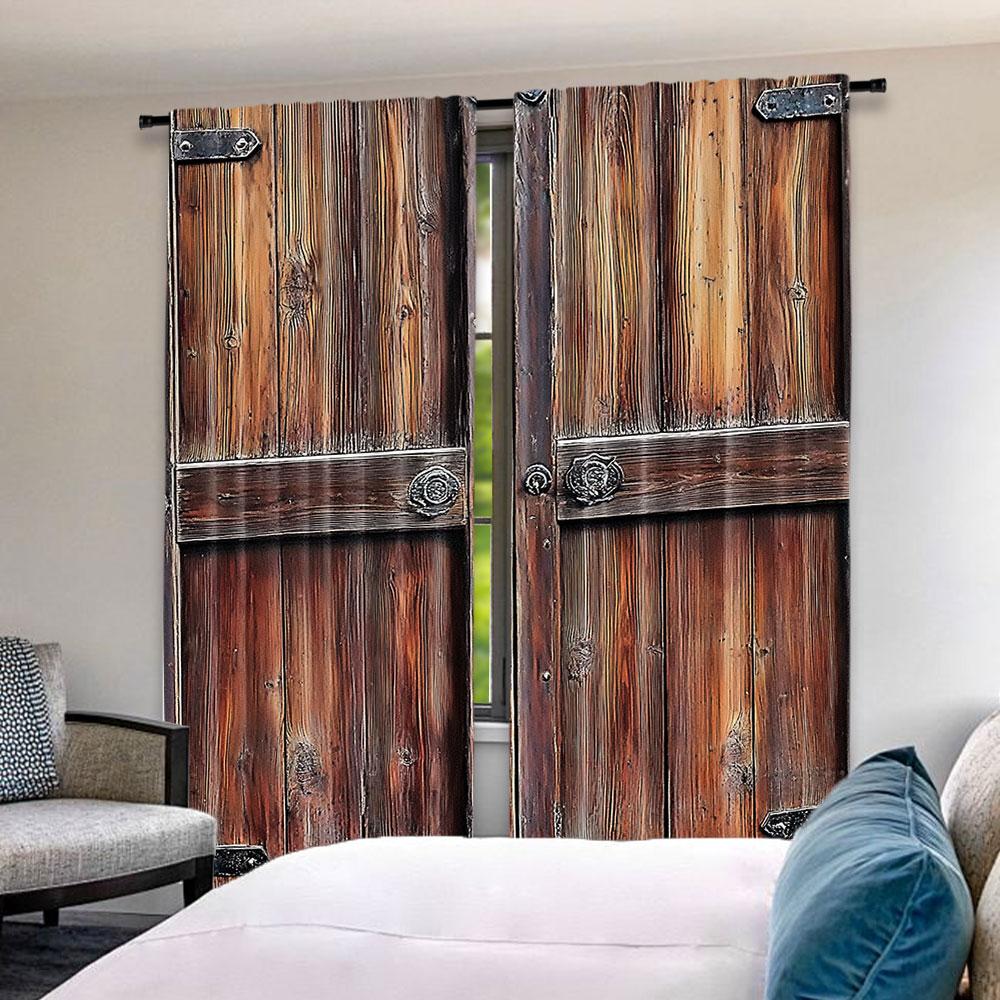 Bauernhaus Rustikale Scheunentüren Vorhänge Vintage Hütte Landhaus Geeignet Schlafzimmer Wohnzimmer Esszimmer Badezimmer Set von 2 Hergestellt Polyester Dekor